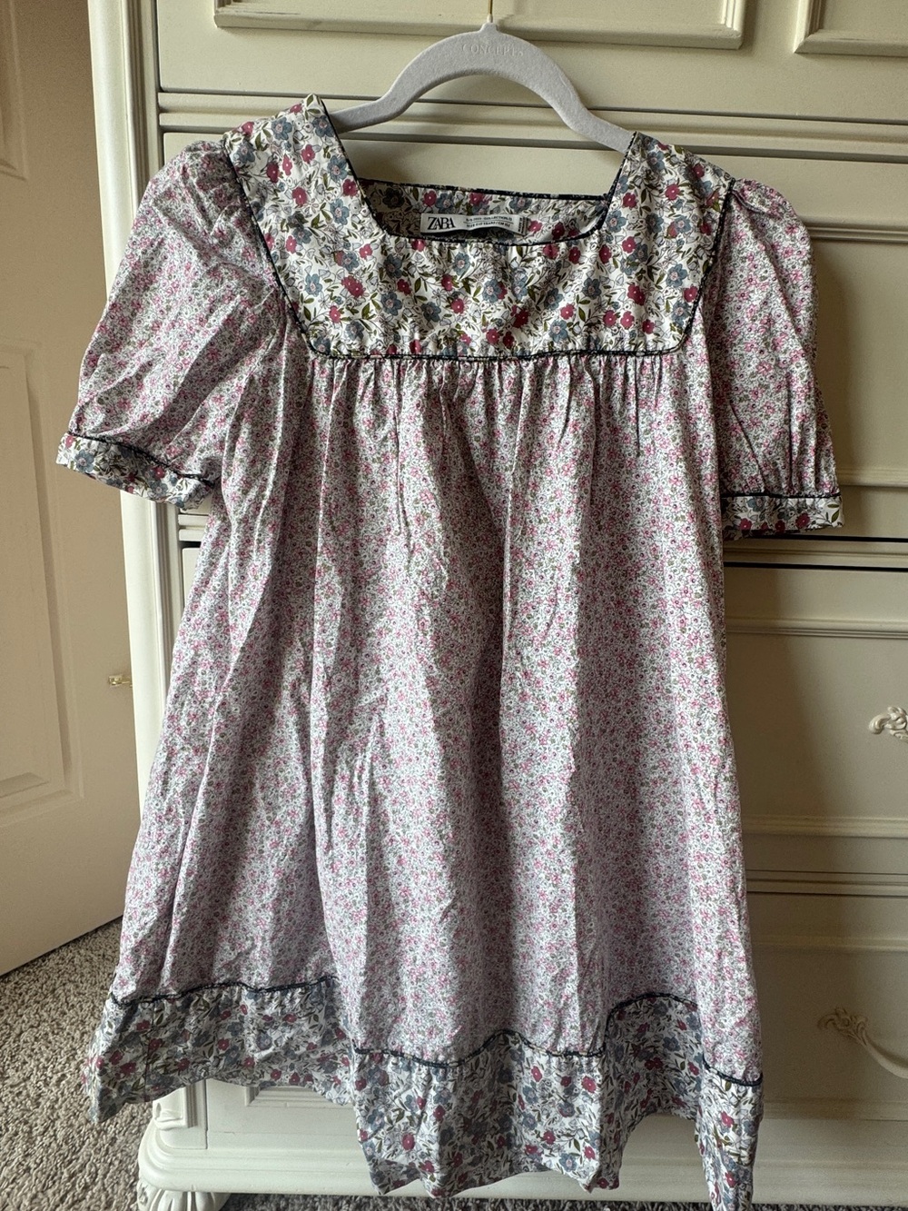 Zara Pink and White Floral Smock Top